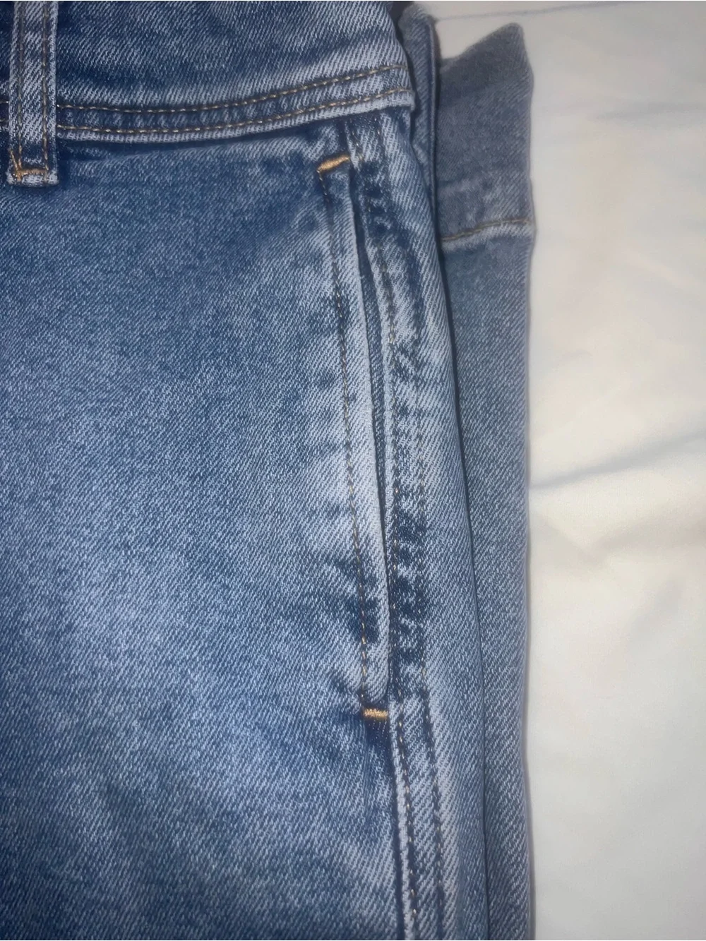 Free People Light Blue Straight-Leg Denim Overalls